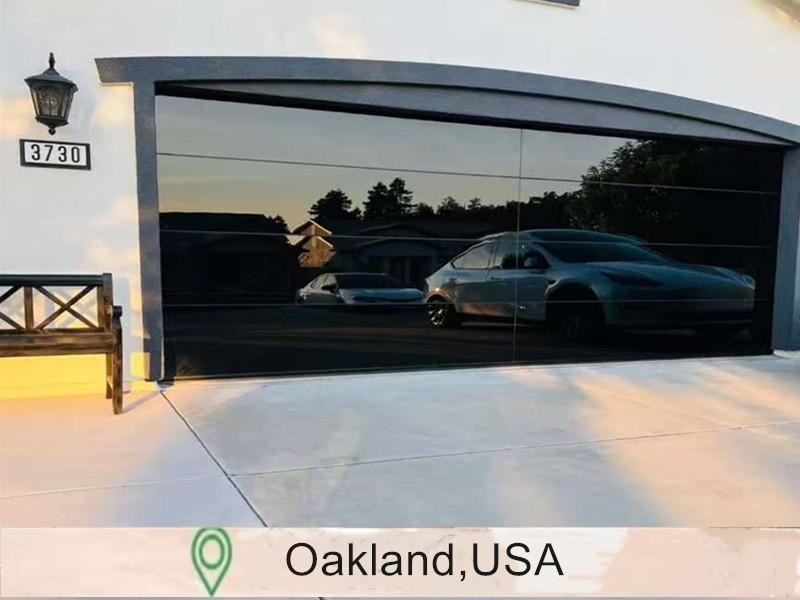 Frameless Black Mirror Glass Garage Door,Oakland,USA