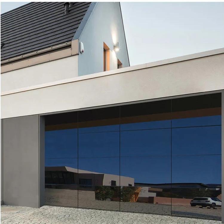 Black Modern Frameless Glass Garage Door With 16X8