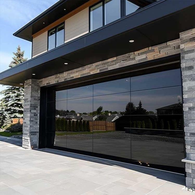 frameless mirror glass garage door 3