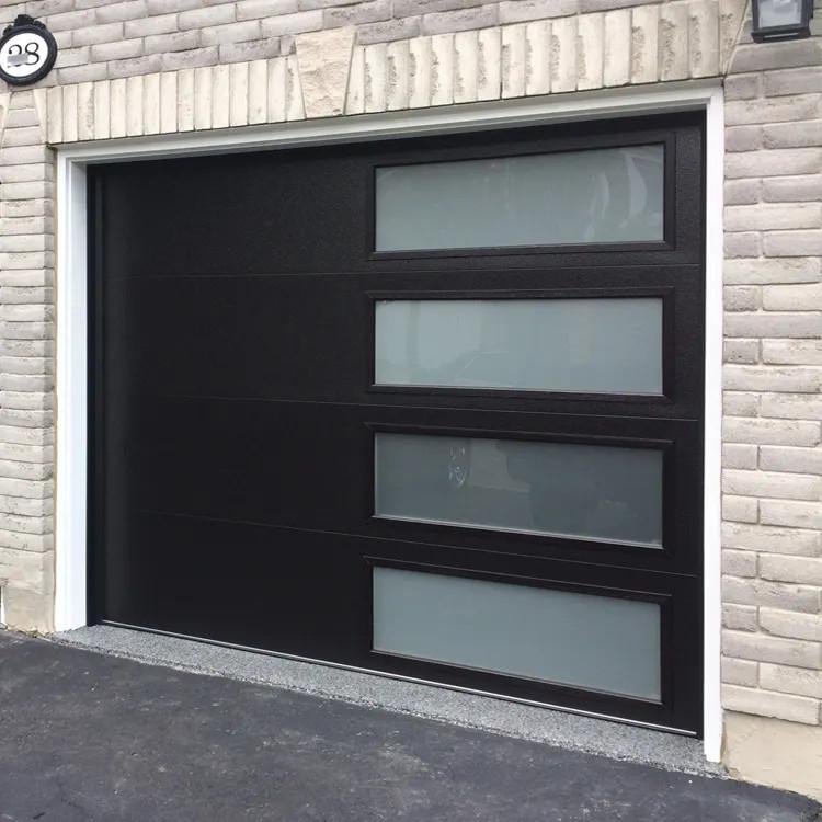 flush steel garage door with side windows 3