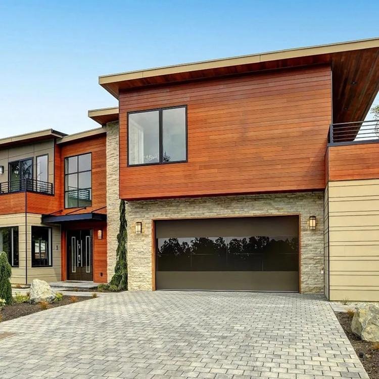 flush aluminum garage door with mirror glass view 3