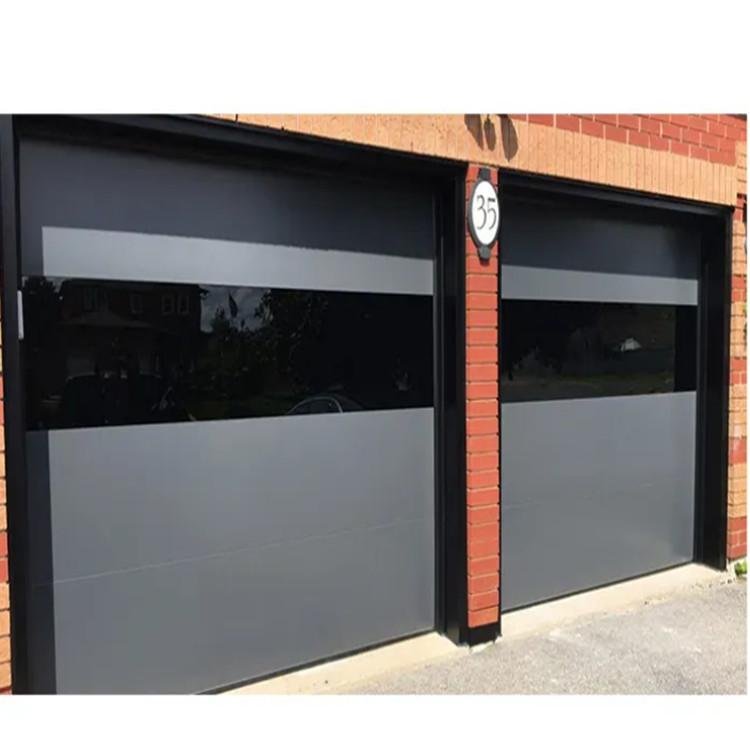 flush aluminum garage door with mirror glass view 17