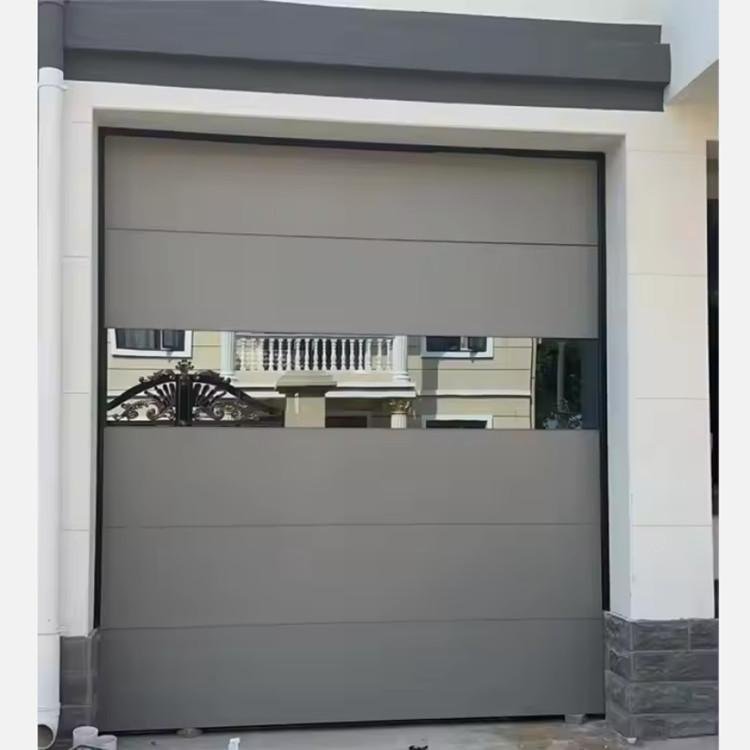 flush aluminum garage door with mirror glass view 21