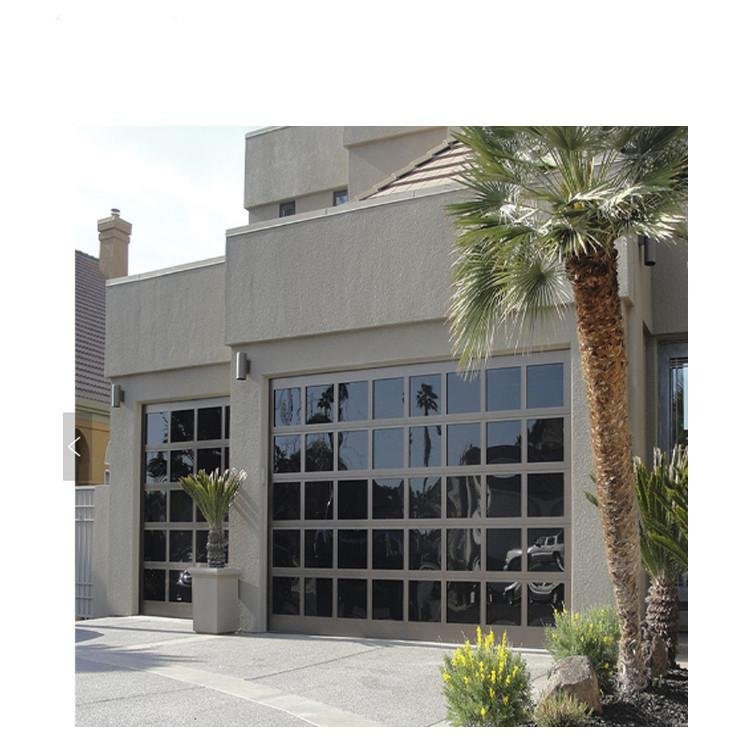 Residential Modern Full View Electric Aluminum Black Glass Garage Door Prices