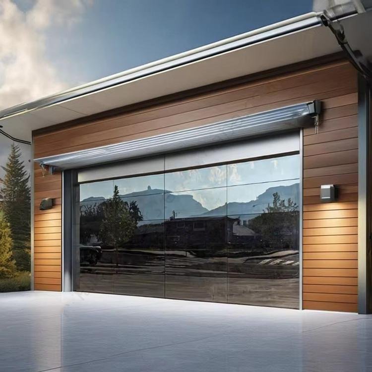 Motorized Frameless Mirror Glass Garage Door 3